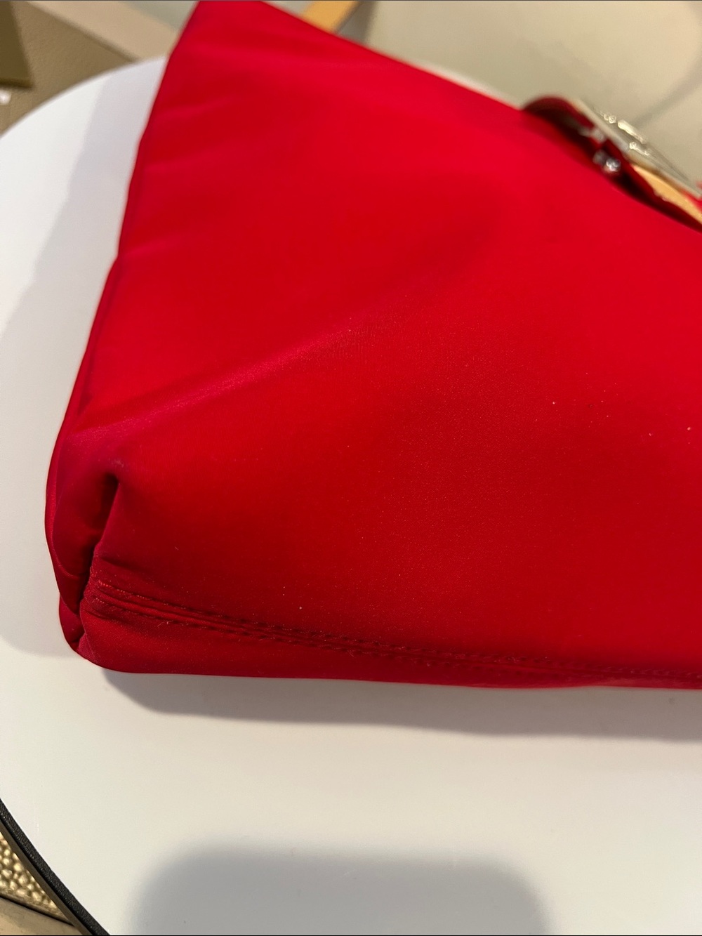 Lauren Ralph Lauren Red Shoulder Bag with Tan Strap - Picture 9 of 15